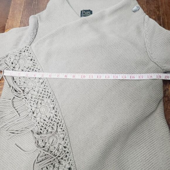 Anthropologie Pure Handknit Crochet Trim Slouchy Shawl Sweater - Picture 11 of 16